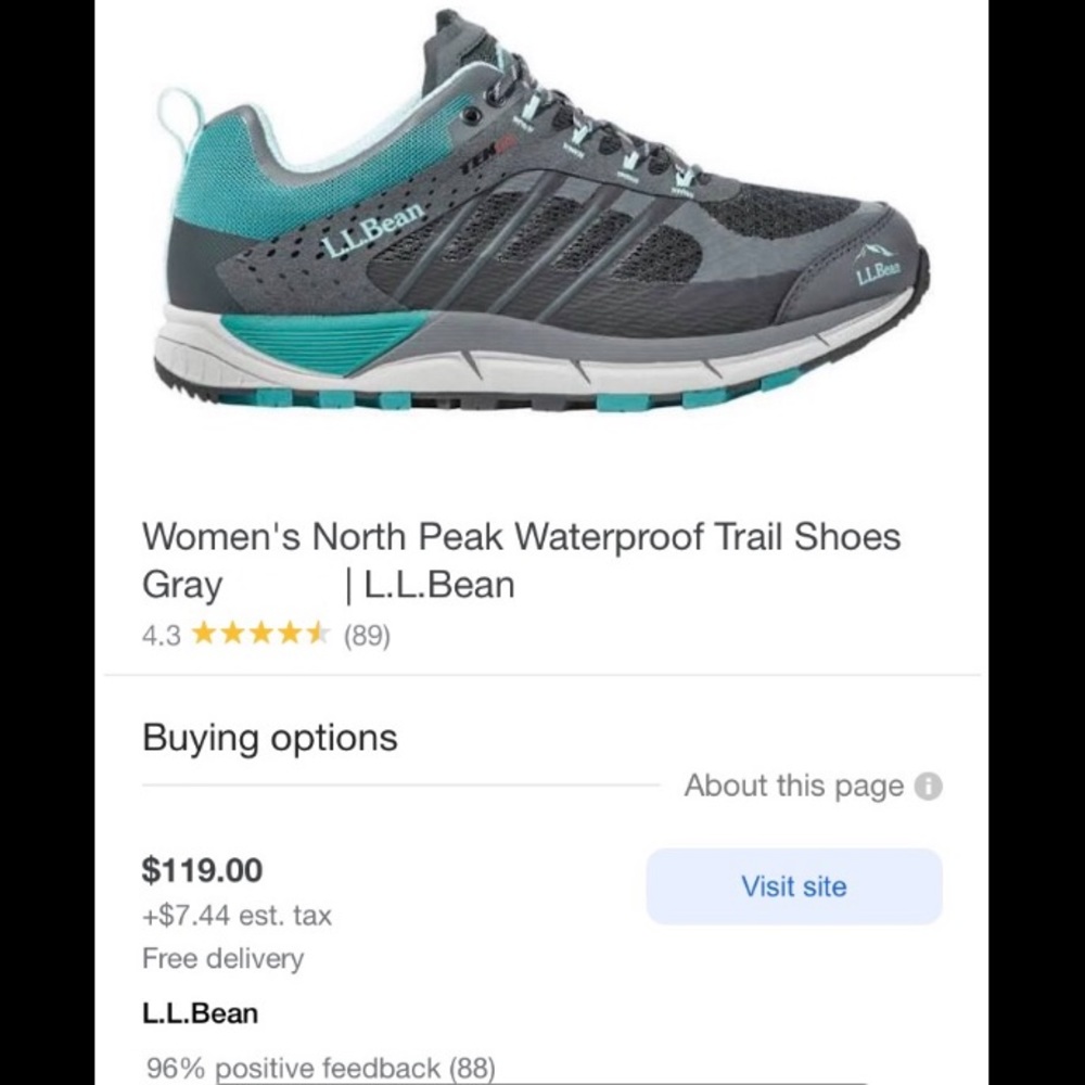 LL Bean waterproof Tek 2.5 hiking trail shoes